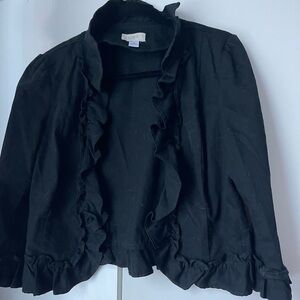 LOFT Women's Elegant Black Ruffle Blazer